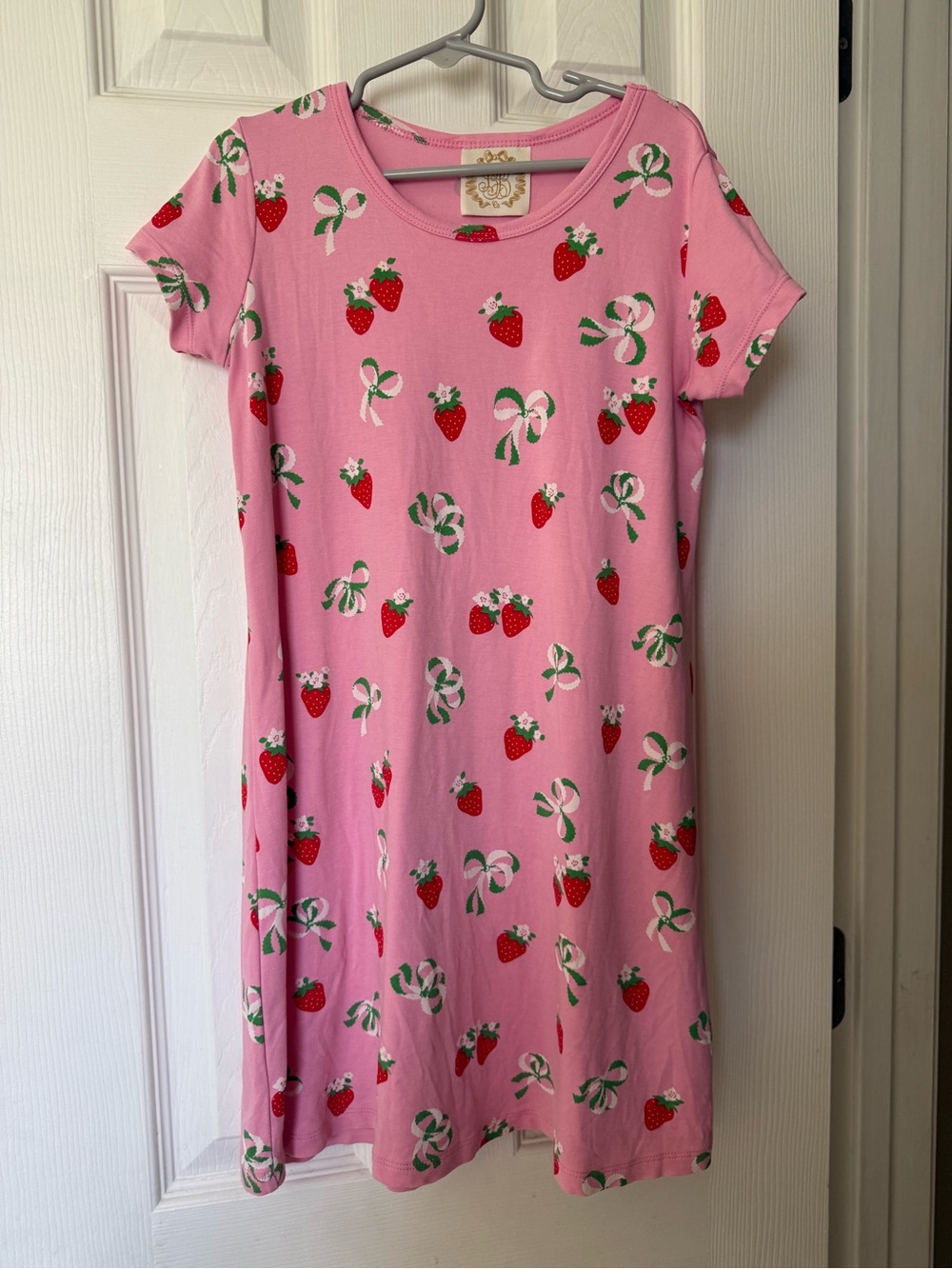 The Beaufort Bonnet Company Pink Strawberry-Print Short Sleeve Dress